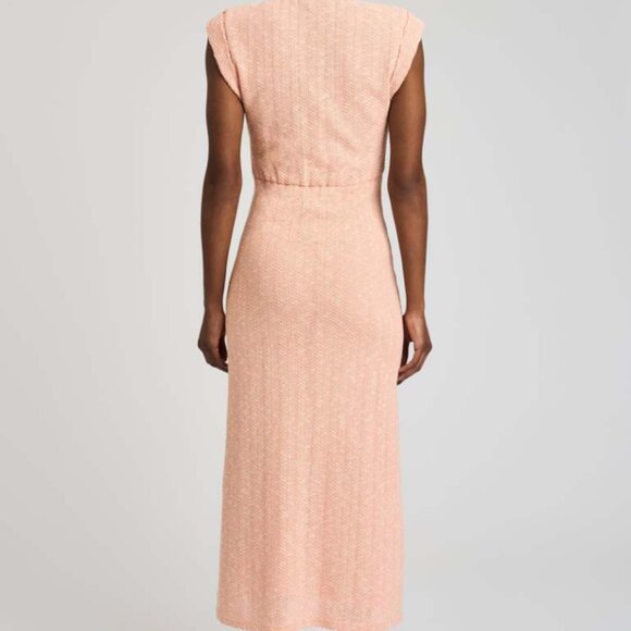 Barbara Twist Knit Linen-blend Maxi Dress In Peach - Picture 2 of 4